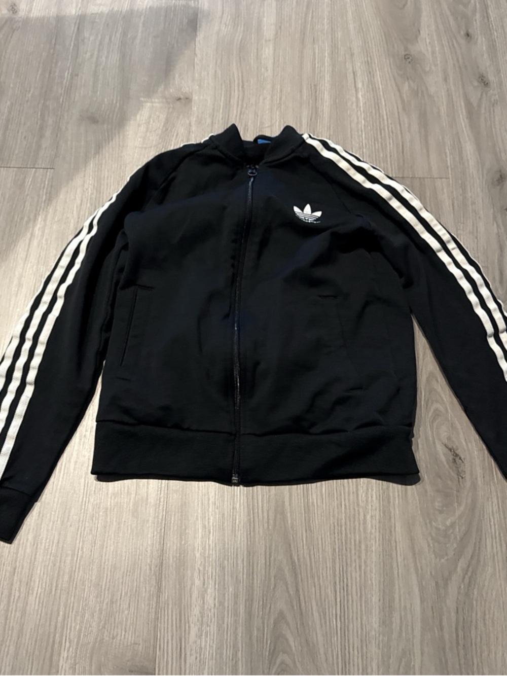 adidas Originals Black Zip-Up Track Jacket with White Stripes